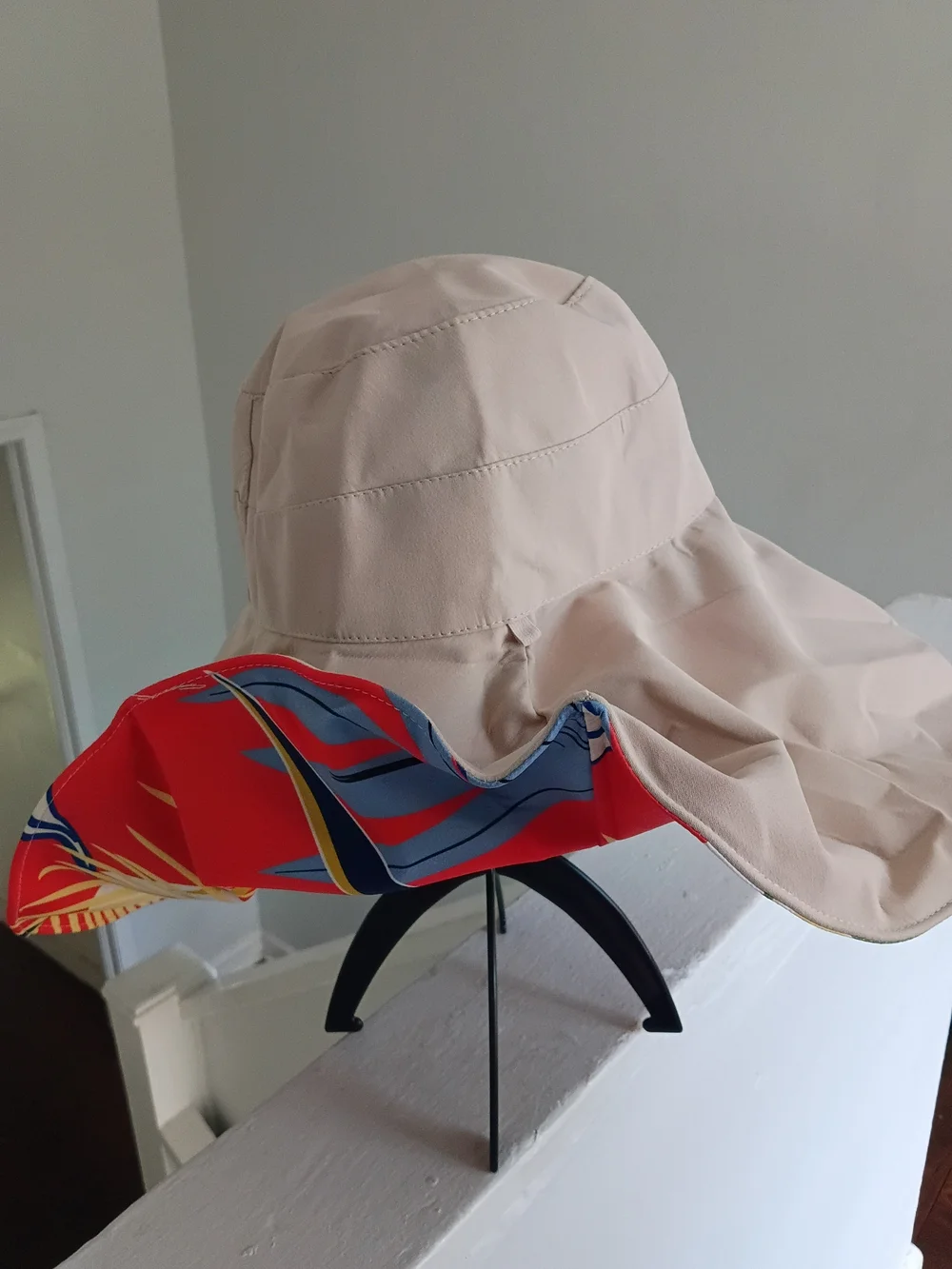 Tropical Floral Wide-Brim Sun Hat - Red Multi